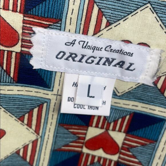 Vintage 90's Handcrafted Patriotic Denim Dress with Flag Buttons Women's L - Picture 3 of 12